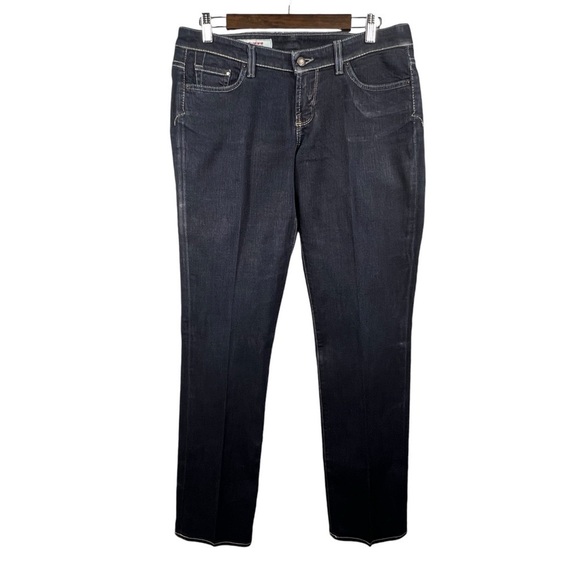 Express X2 Jeans Women's Sz 8 Long Dark Wash Low Rise Straight Leg - Picture 1 of 11